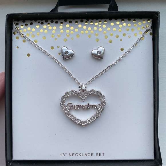 Silver & diamond “Grandma” necklace + earrings set - Picture 4 of 8